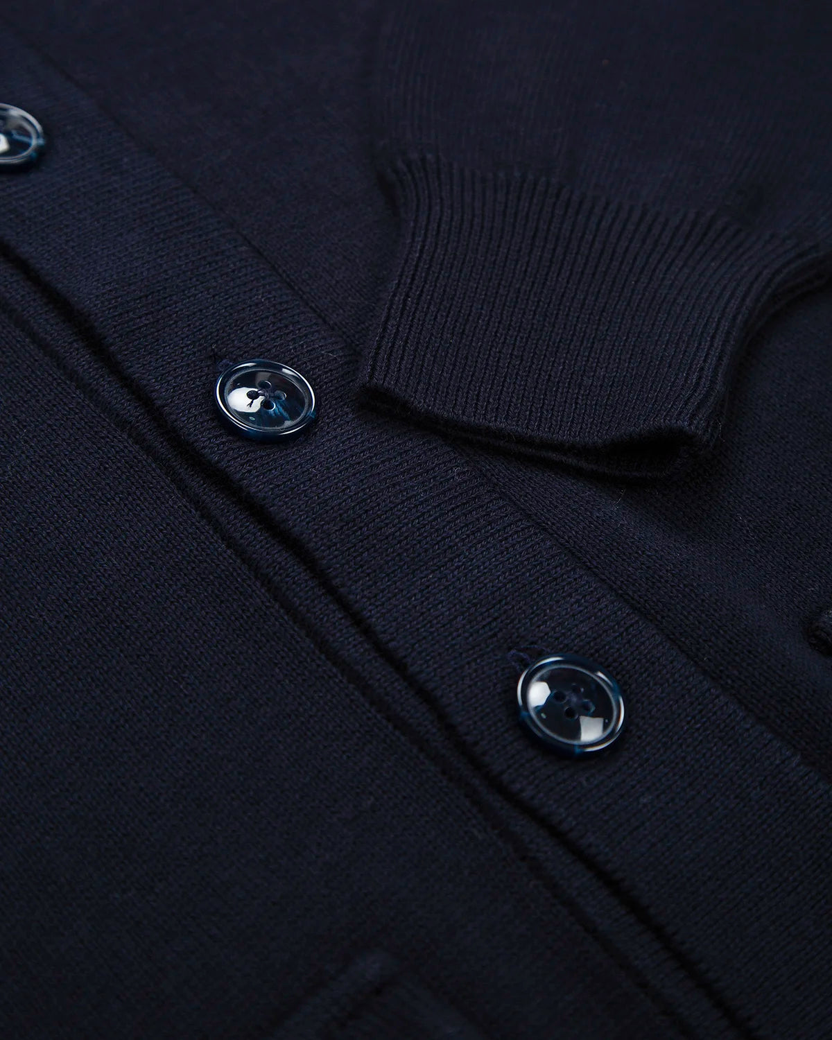 Chaqueta Punto Botón Algodón Azul Oscuro